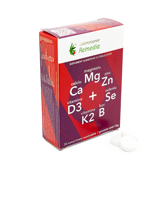 Ca Mg Zn D3 Se x 30 comprimate masticabile - Lab.Remedia