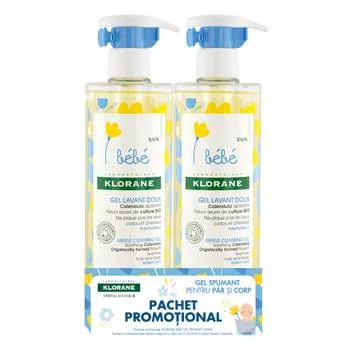 Pachet Gel spumant, 2 x 500ml, Klorane Bebe