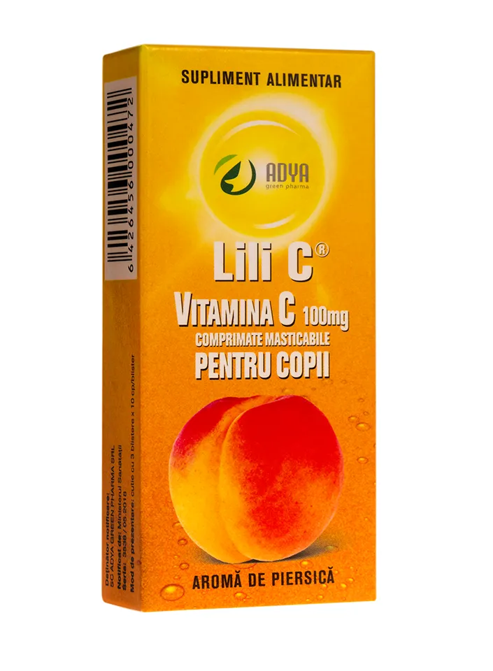 Vitamina C 100mg Piersica x 30 comprimate - Adya Green Pharma