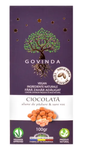 Ciocolata cu alune si sare, 100g, Govinda