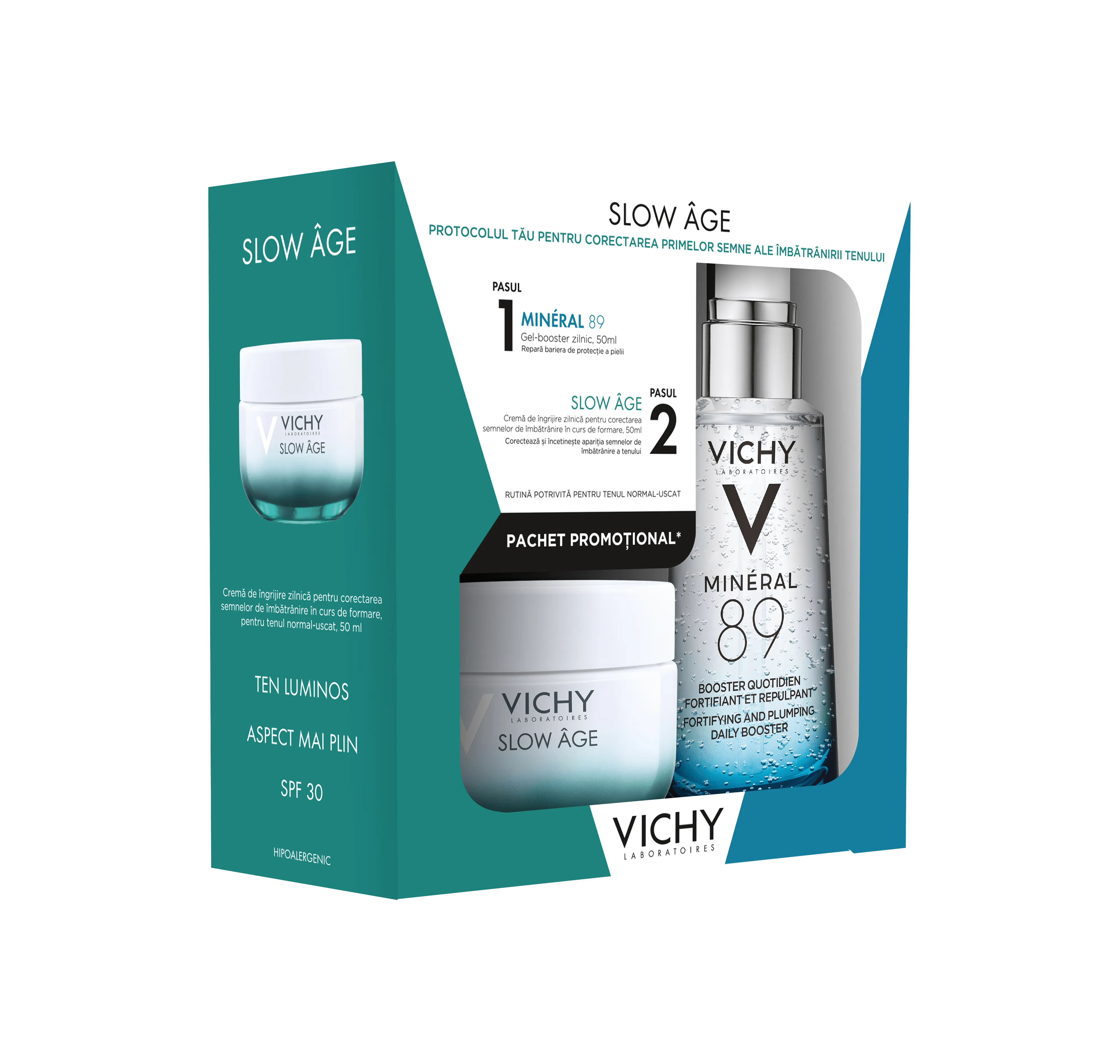 Slow Age Crema zi PNU, 50 ml + Mineral 89 Gel booster, 50ml, Vichy