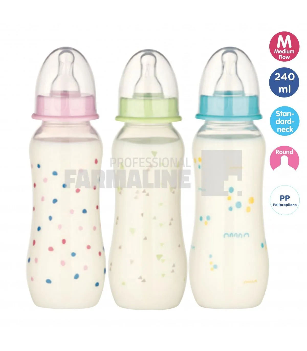 Baby Nova 45010 Biberon cu gat standard M 0-24 luni 240 ml