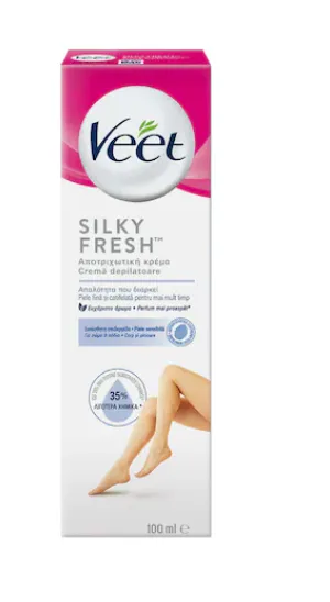 Crema depilatoare pentru piele sensibila Silky Fresh, 100 ml, Veet