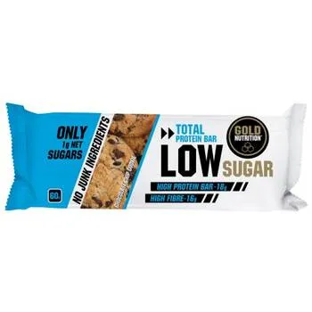 Baton proteic biscuiti si fulgi de ciocolata Low Sugar, 60g, Gold Nutrition