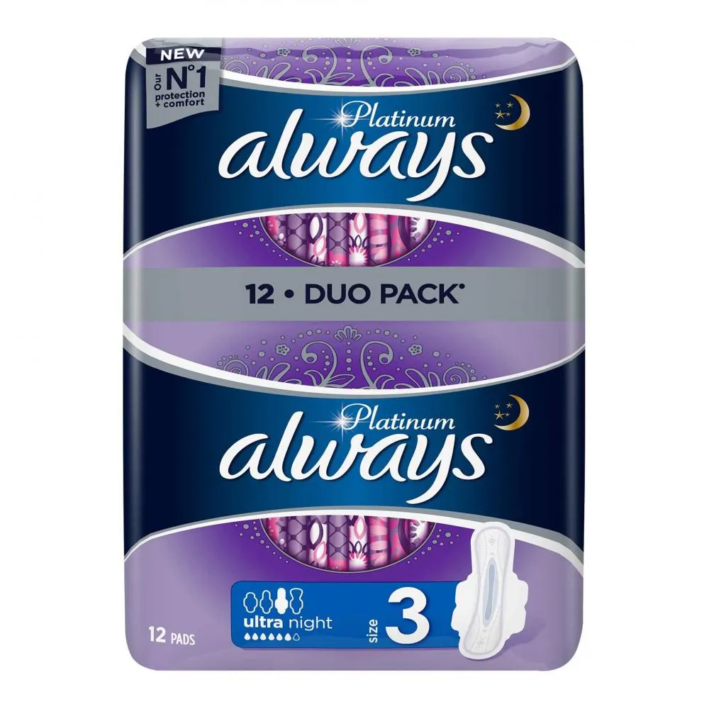 Always Platinum Night Duo Pack Absorbante Size3 12 bucati