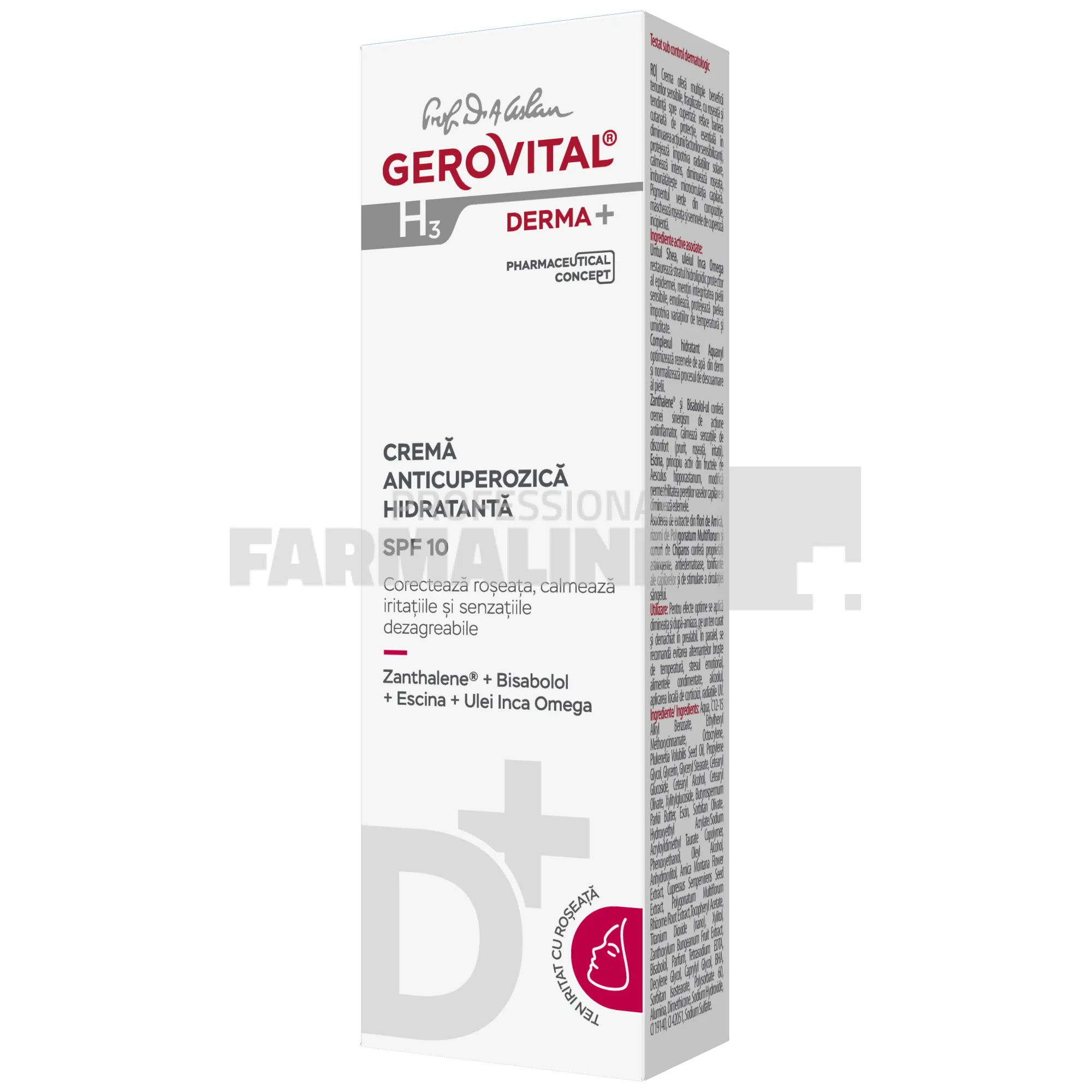 Gerovital H3 Derma+ Crema anticuperozica hidratanta SPF10 50 ml