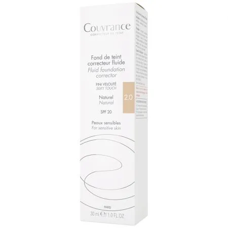 Fond de ten fluid corector cu SPF 20 Nuanta Naturel 2.0 Couvrance, 30 ml, Avene