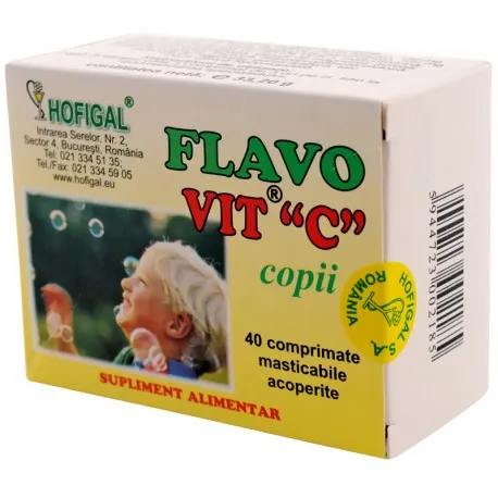 Flavovit C pentru copii 200 mg,  40 comprimate masticabile, Hofigal