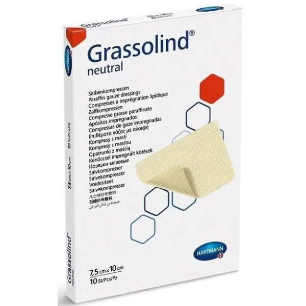 Grassolind Neutral pansament cu unguent 7,5cm x 10cm x 10buc (Hartmann)