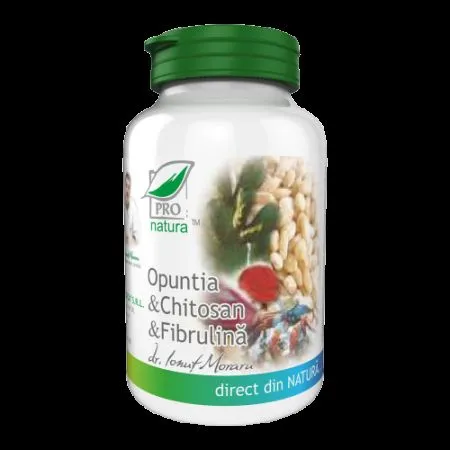 Opuntia, Chitosan si Fibrulina, 60 capsule, Pro Natura