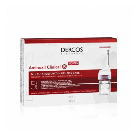 VIichy Dercos AMINEXIL CLINICAL 5 tratament impotriva caderii parului petru FEMEI, 21 fiole * 6ml