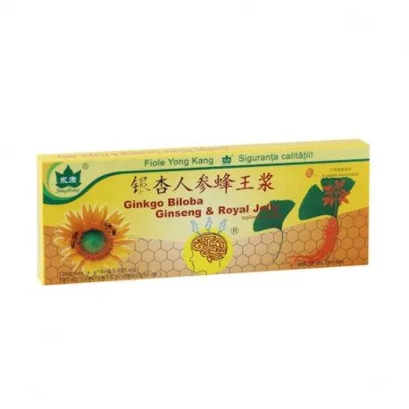 Yong Kang Ginkgo Biloba & Ginseng & Royal Jelly, 10 fiole