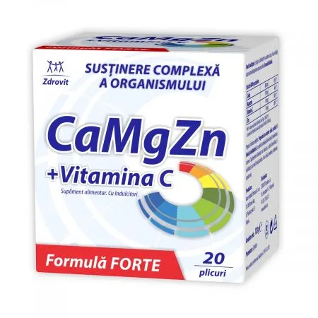 CaMgZn + Vitamina C, 20 plicuri, Zdrovit