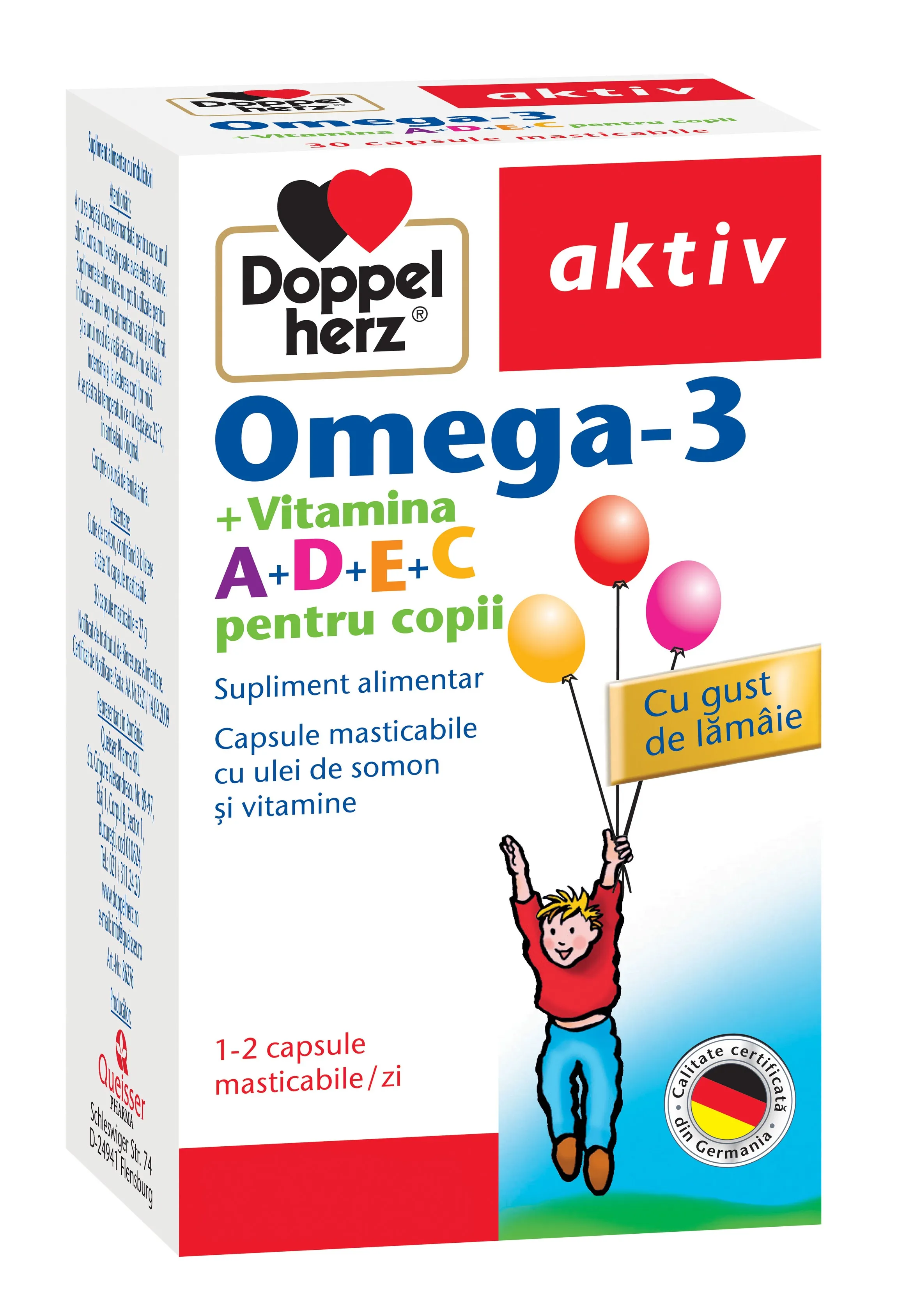 Omega 3 + vitamine copii x 30 capsule masticabile (Doppelherz)