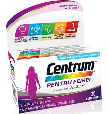 CENTRUM FEMEI A-ZINC 30 COMPRIMATE