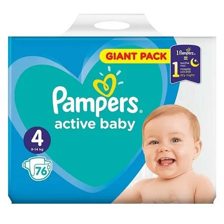 PAMPERS 4 Active Baby (8-14kg) x 76buc