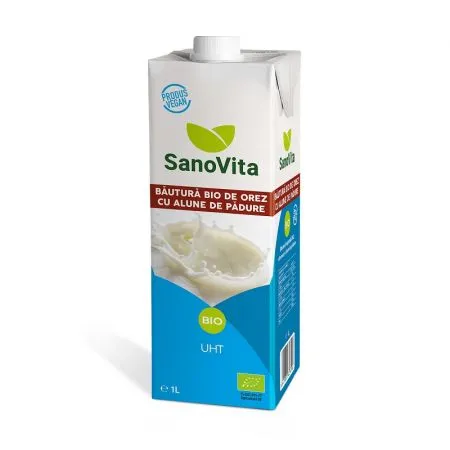 Bautura vegetala bio de orez si alune de padure, 1L, Sanovita