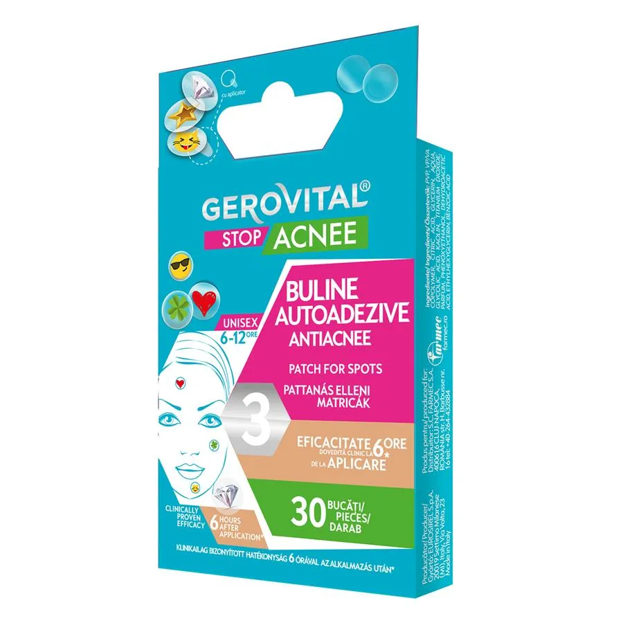 Buline autoadezive antiacnee Stop Acnee, 30 bucati, Gerovital 486