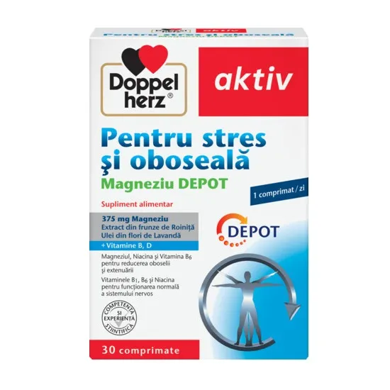 Magneziu Depot pentru stres si oboseala, 30 comprimate, Doppelherz