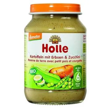 Piure din cartofi, mazare si zucchini, +6 luni, 190g, Holle Baby Food