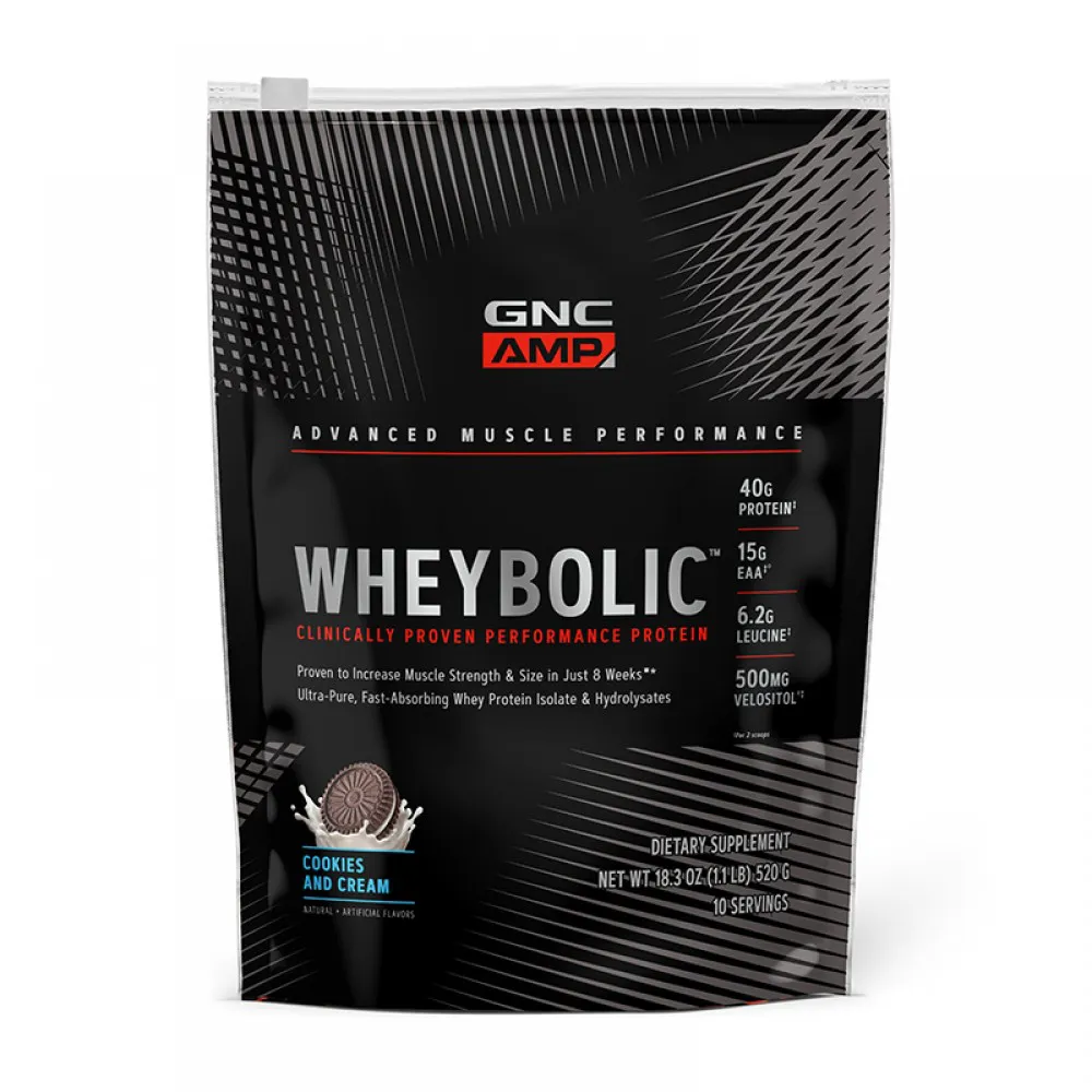 AMP Wheybolic Proteina cu aroma de biscuiti si frisca (620 grame), GNC