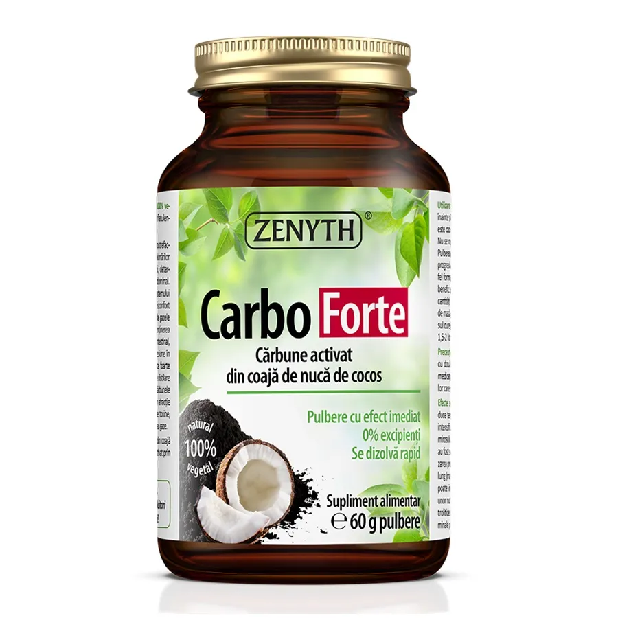 Carbune activat din coaja de nuca de cocos Carbo Forte, 60 g, Zenyth