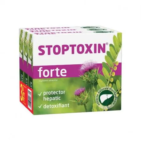 Stoptoxin forte, 30 capsule 3 la pret de 2