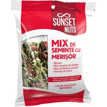 Mix seminte cu merisor, 50g, Sunset Nuts