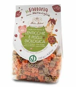 Paste pentru copii din linte rosie si mazare verde eco, fara gluten,250g, Pasta Natura