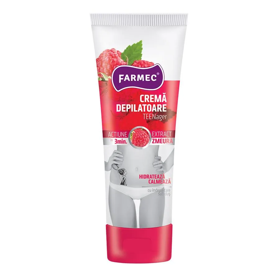 Crema depilatoare TEENager cu zmeura, 150 ml, Farmec 823