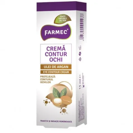 Farmec, crema contur ochi cu ulei de argan, 15 ml