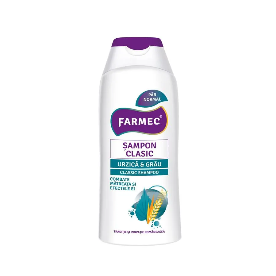 Sampon Clasic pentru par normal cu urzica si grau, 200 ml, Farmec 552