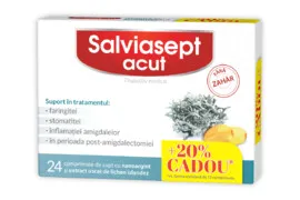 Salviasept Acut fără zahăr, 24 comprimate + 20% CADOU, Zdrovit