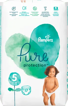 PAMPERS 5 Pure 11+Kg x 17buc