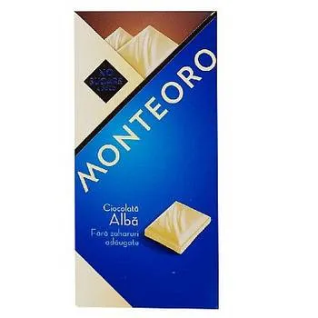 Ciocolata alba fara zahar, 90g, Monteoro