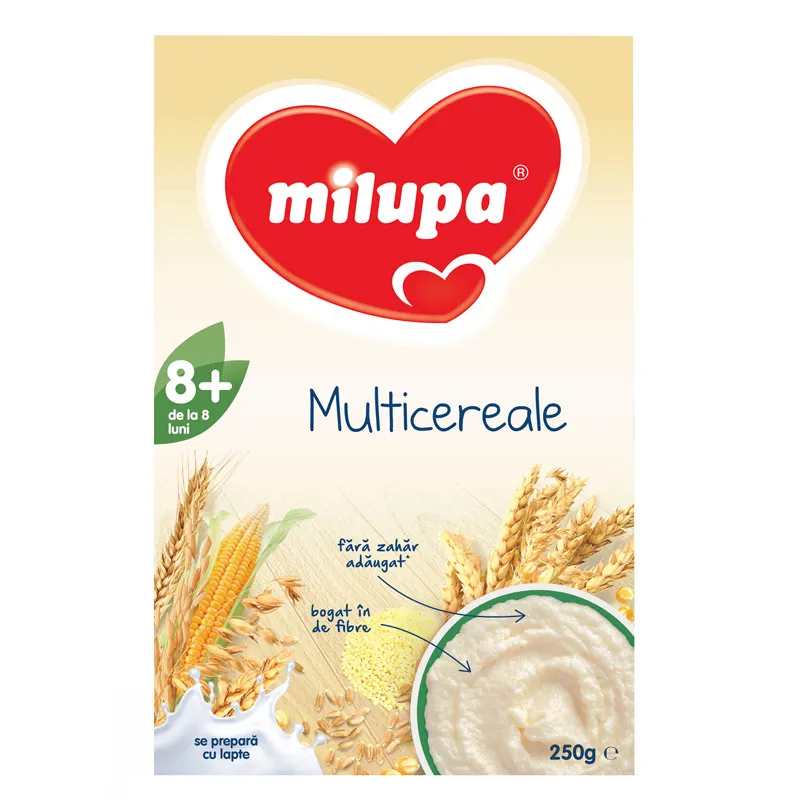 Milupa Multicereale fara lapte, de la 8 luni, 250 grame