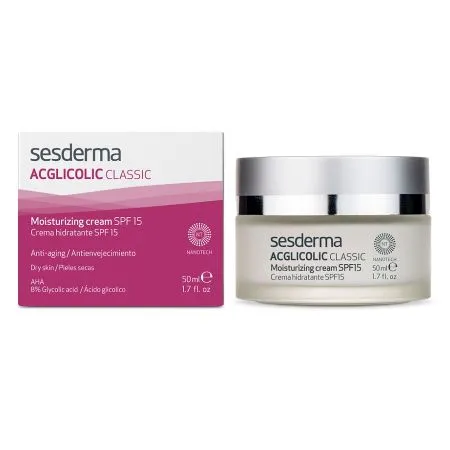 Crema hidratanta pentru ten uscat cu SPF 15 ACglicolic Classic, 50 ml, Sesderma