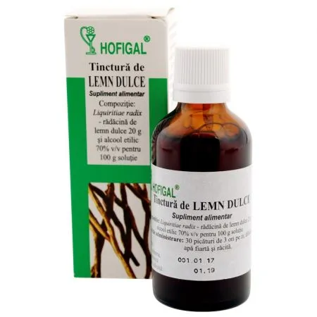 Tinctura de Lemn Dulce, 50 ml, Hofigal