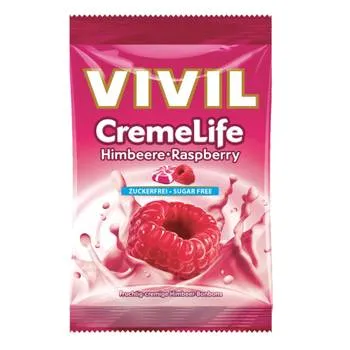 Bomboane cremoase cu aroma de zmeura fara zahar Creme Life, 110g, Vivil