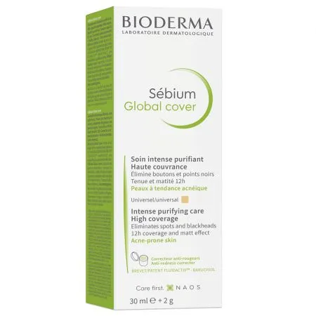 Fluid tratament purifiant si corector Sebium Global Cover, 30 ml, Bioderma