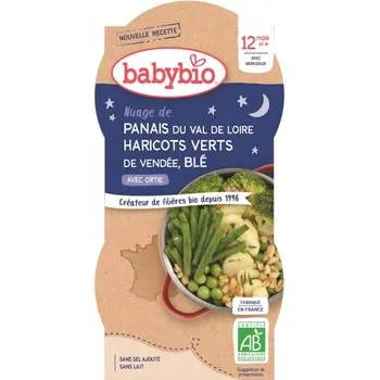 Meniu de fasole verde, pastarnac si grau, 2 x 200g, BabyBio