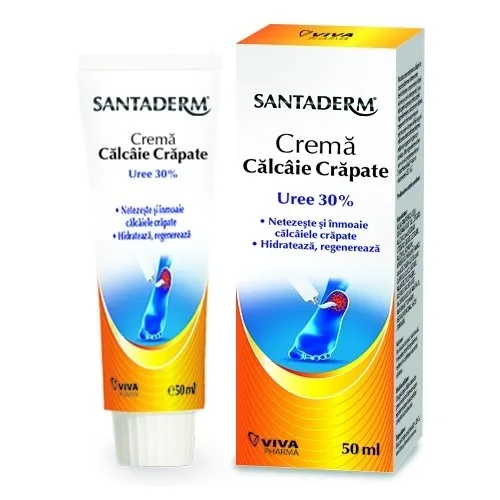 Crema cu uree 30% pentru calcaie crapate Santaderm, 50 ml, Vitalia