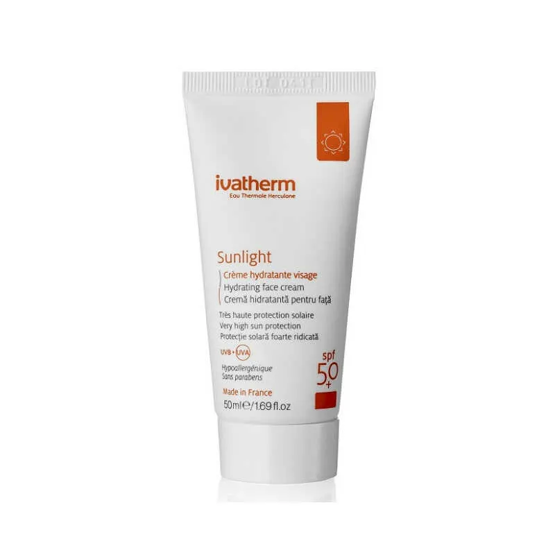 Crema hidratanta pentru fata cu protectie solara SPF 50+ Sunlight, 50 ml, Ivatherm