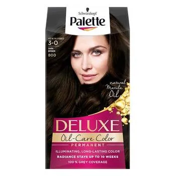 Vopsea de par permanenta Palette Deluxe Oil-Care Color 800/3-0 Castaniu inchis, 135ml, Schwarzkopf