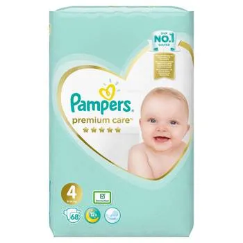 Scutece pentru copii Premium Care, Marimea4, 8-14kg, 68bucati, Pampers