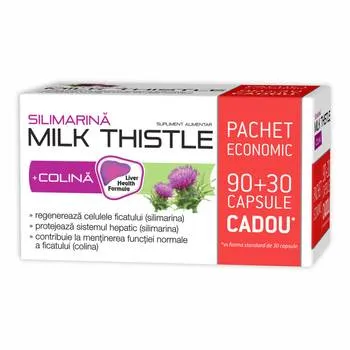 Silimarina Milk Thistle + Colina, 120 capsule, Zdrovit