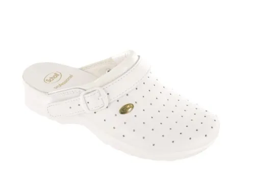 Papuci dama Clog Racy piele naturala, albi, marimea 40, Scholl