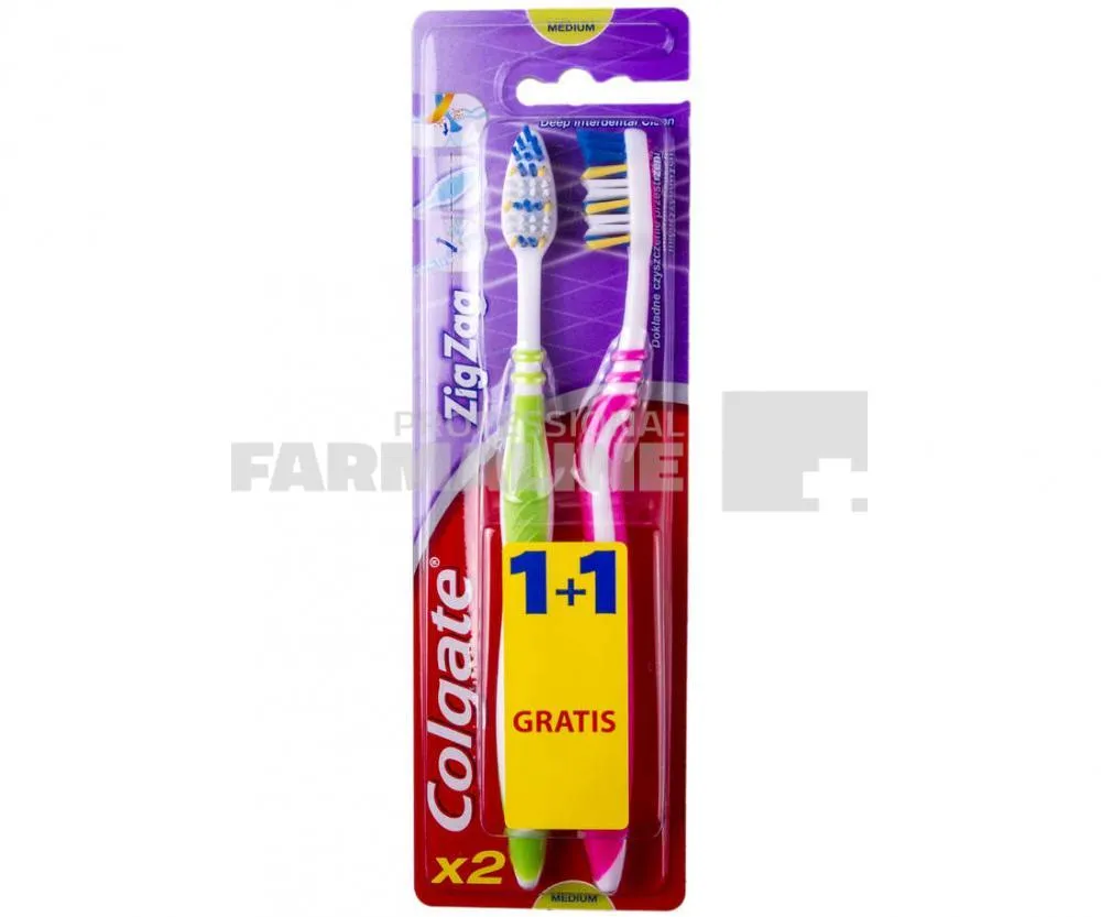 Colgate Zig Zag  Periuta de dinti Medium 1 + 1 Gratis