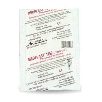 Pansament cu rivanol 10 x 6cm, 1 bucata, Medplast