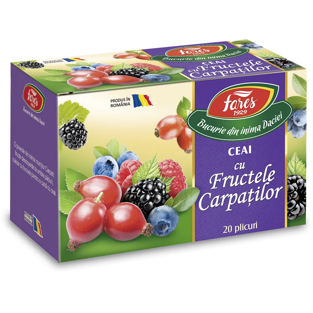 Ceai Fructele Carpatilor Aromfruct, 20 plicuri, Fares